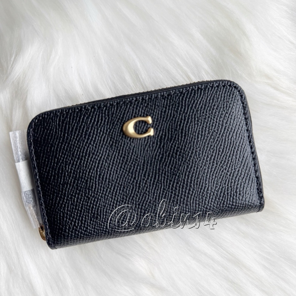 NWT Coach Black Leather Card Case Holder Wallet